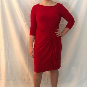 Jones New York Size 12 Red Jersey Sheath Dress